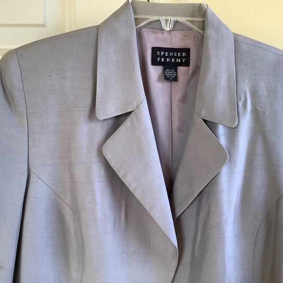 Spenser Jeremy Vintage Silk Long Formal Jacket Light Grey SZ 8 - Picture 4 of 15
